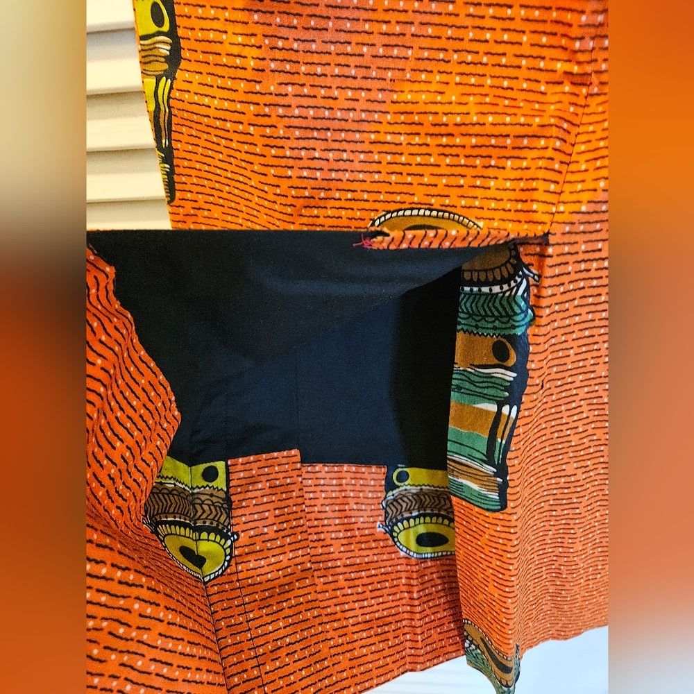 Vibrant Orange African Print Top And Skirt Set - Picture 11 of 11